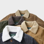 Sherpa-Lined Button-Up Corduroy Jacket