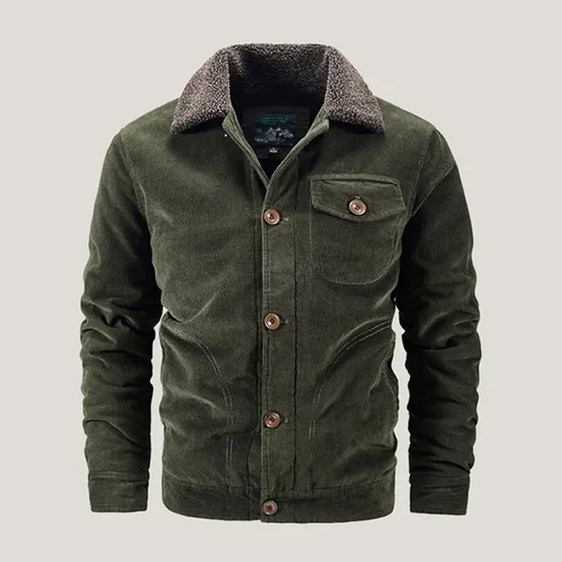 Sherpa-Lined Button-Up Corduroy Jacket