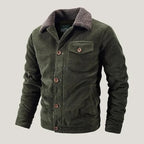 Sherpa-Lined Button-Up Corduroy Jacket