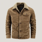 Sherpa-Lined Button-Up Corduroy Jacket