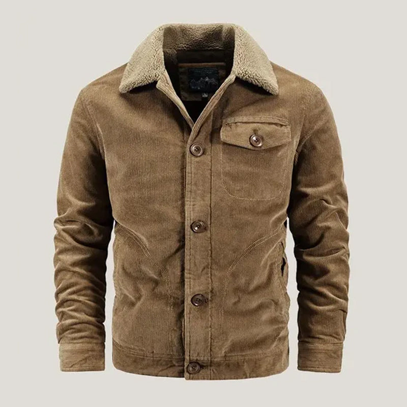 Sherpa-Lined Button-Up Corduroy Jacket