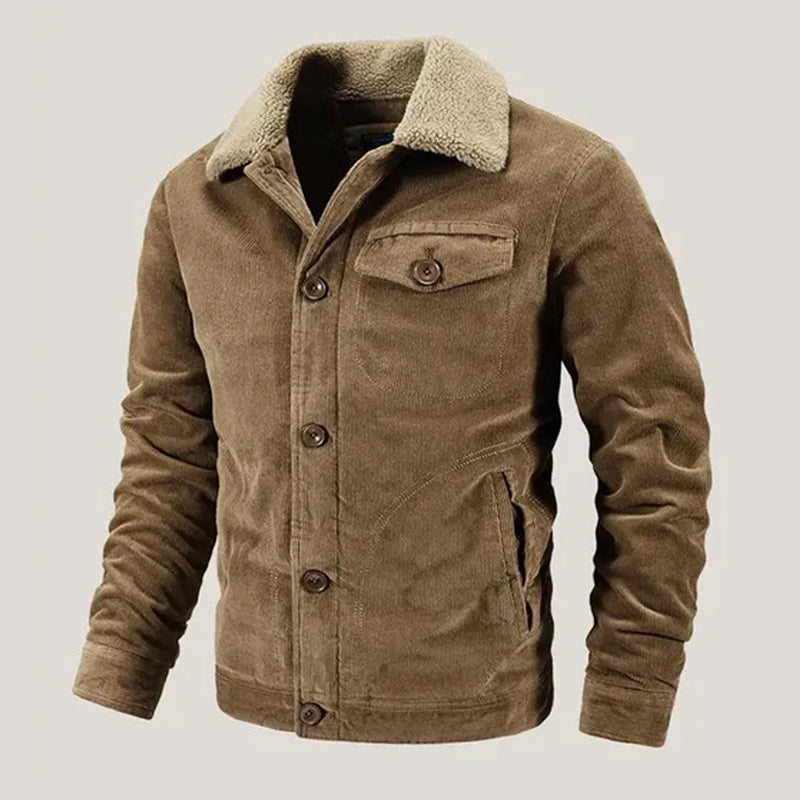 Sherpa-Lined Button-Up Corduroy Jacket
