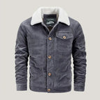 Sherpa-Lined Button-Up Corduroy Jacket