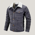Sherpa-Lined Button-Up Corduroy Jacket