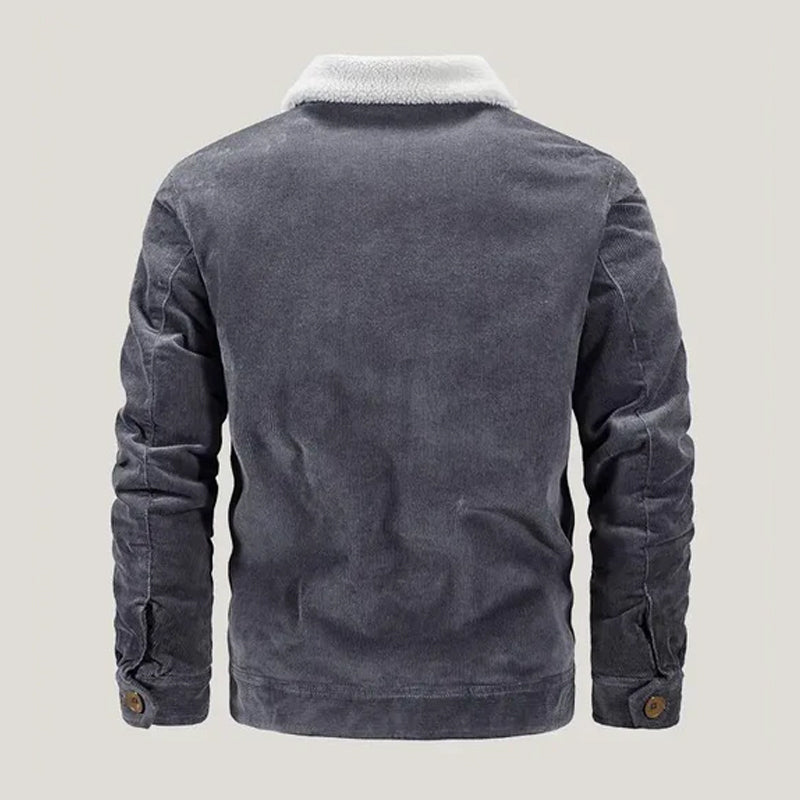 Sherpa-Lined Button-Up Corduroy Jacket