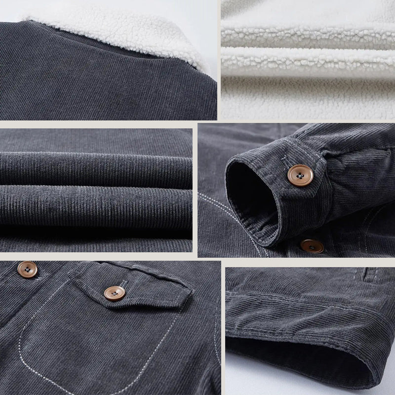 Sherpa-Lined Button-Up Corduroy Jacket