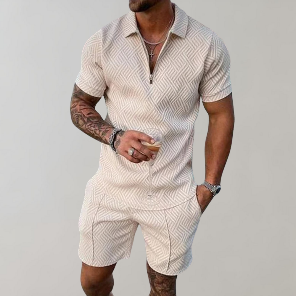 Patterned Polo and Shorts Set