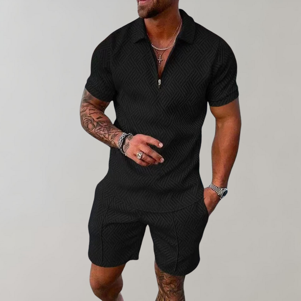 Patterned Polo and Shorts Set