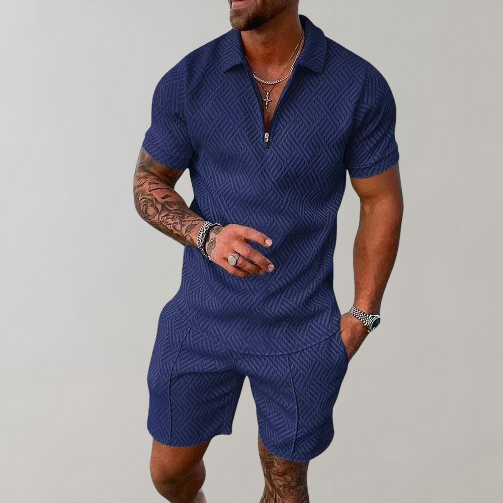 Patterned Polo and Shorts Set