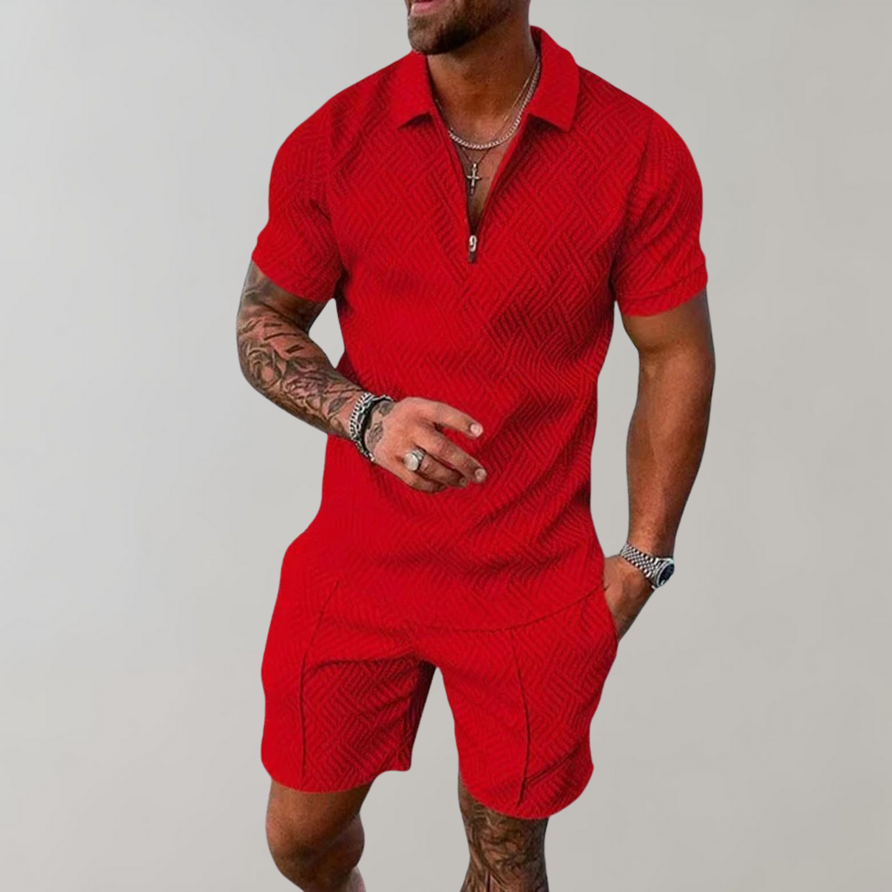 Patterned Polo and Shorts Set