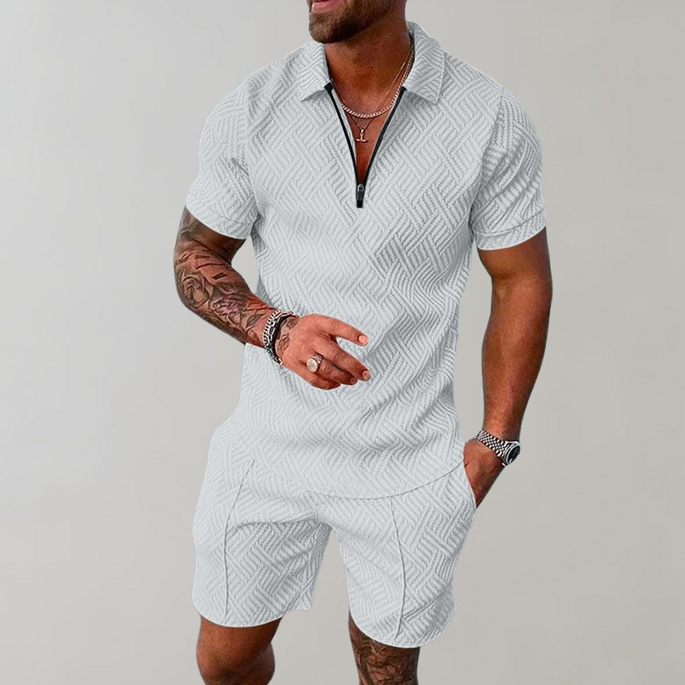 Patterned Polo and Shorts Set