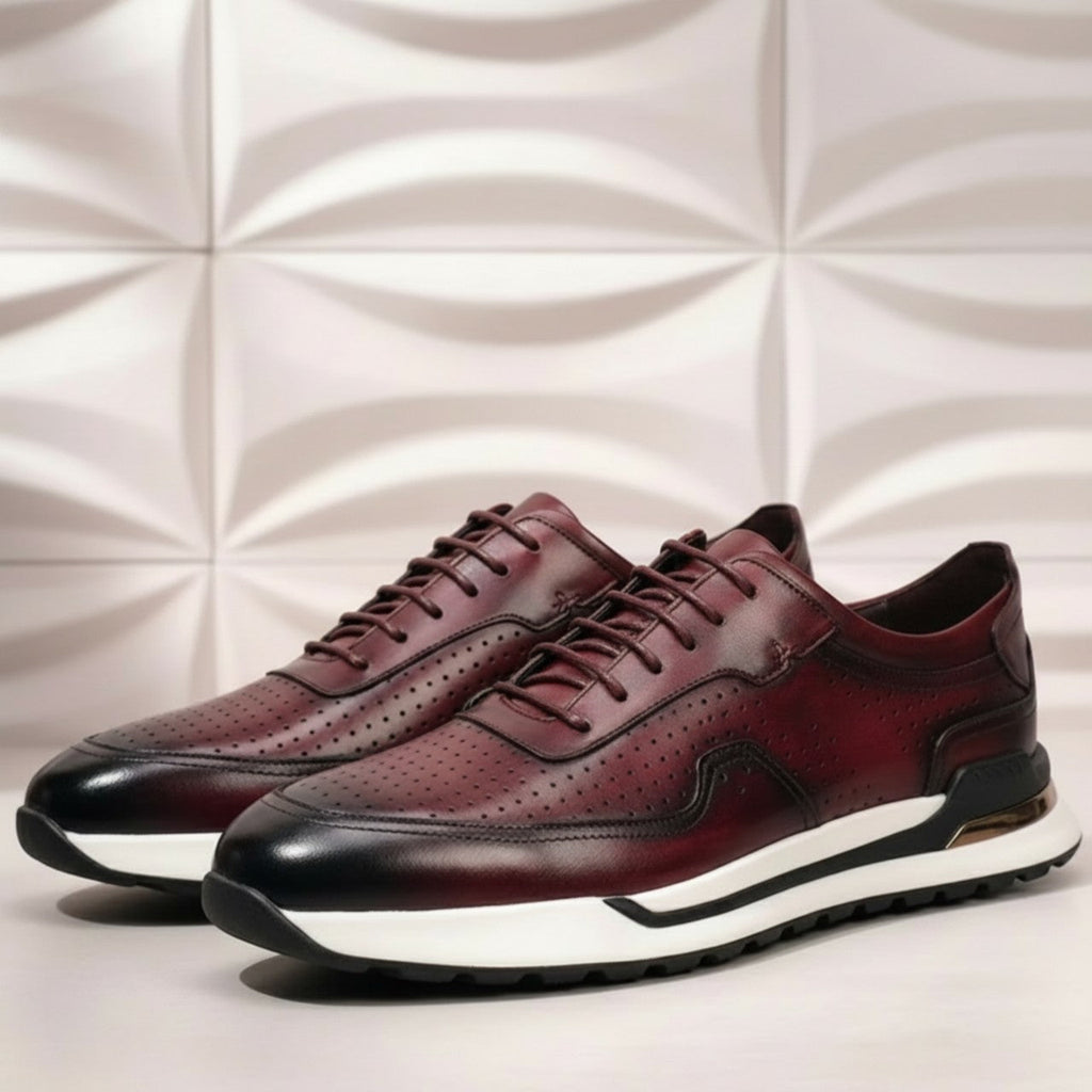 Padded Full-Grain Leather Sneaker