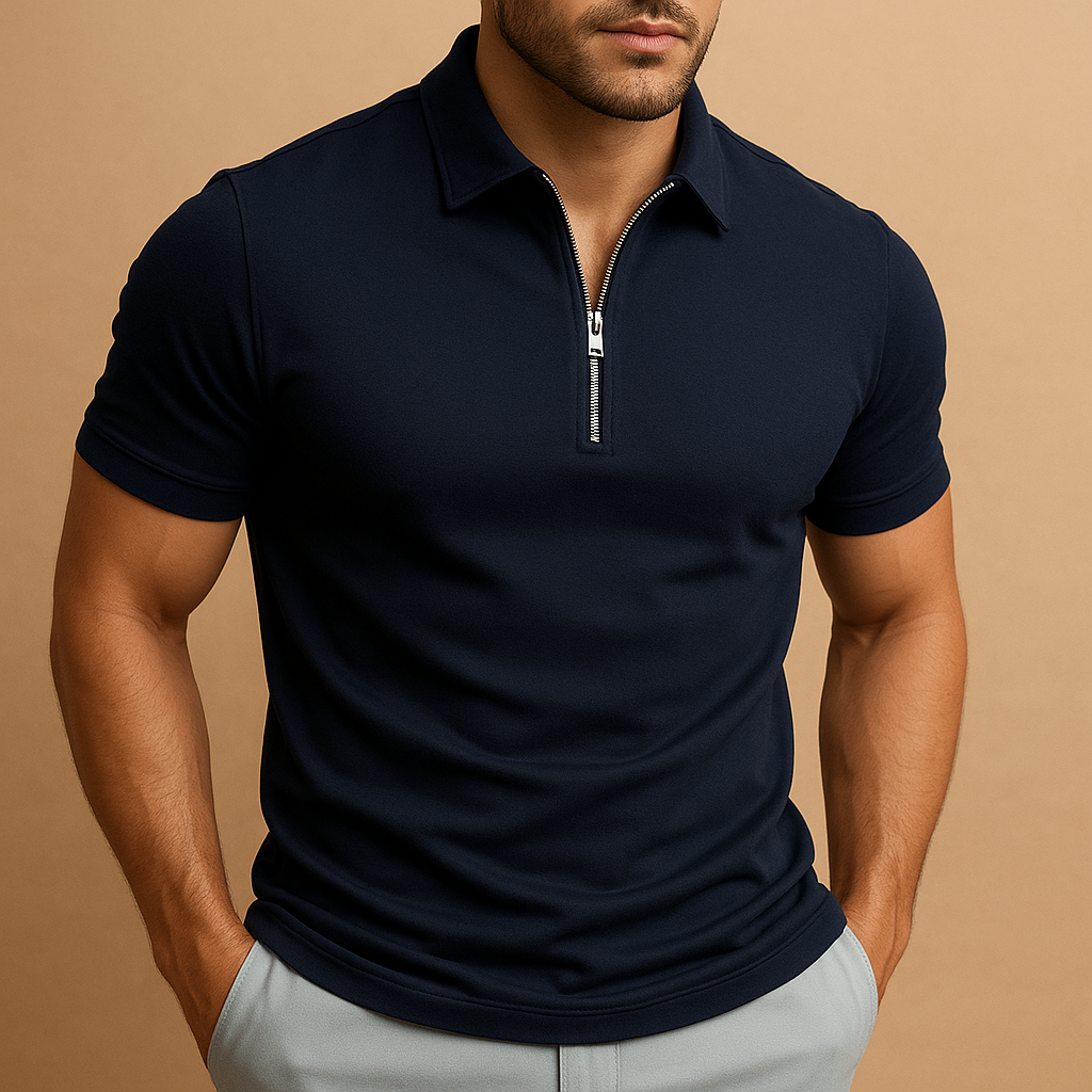 Slim Fit Zip Collar Polo Shirt