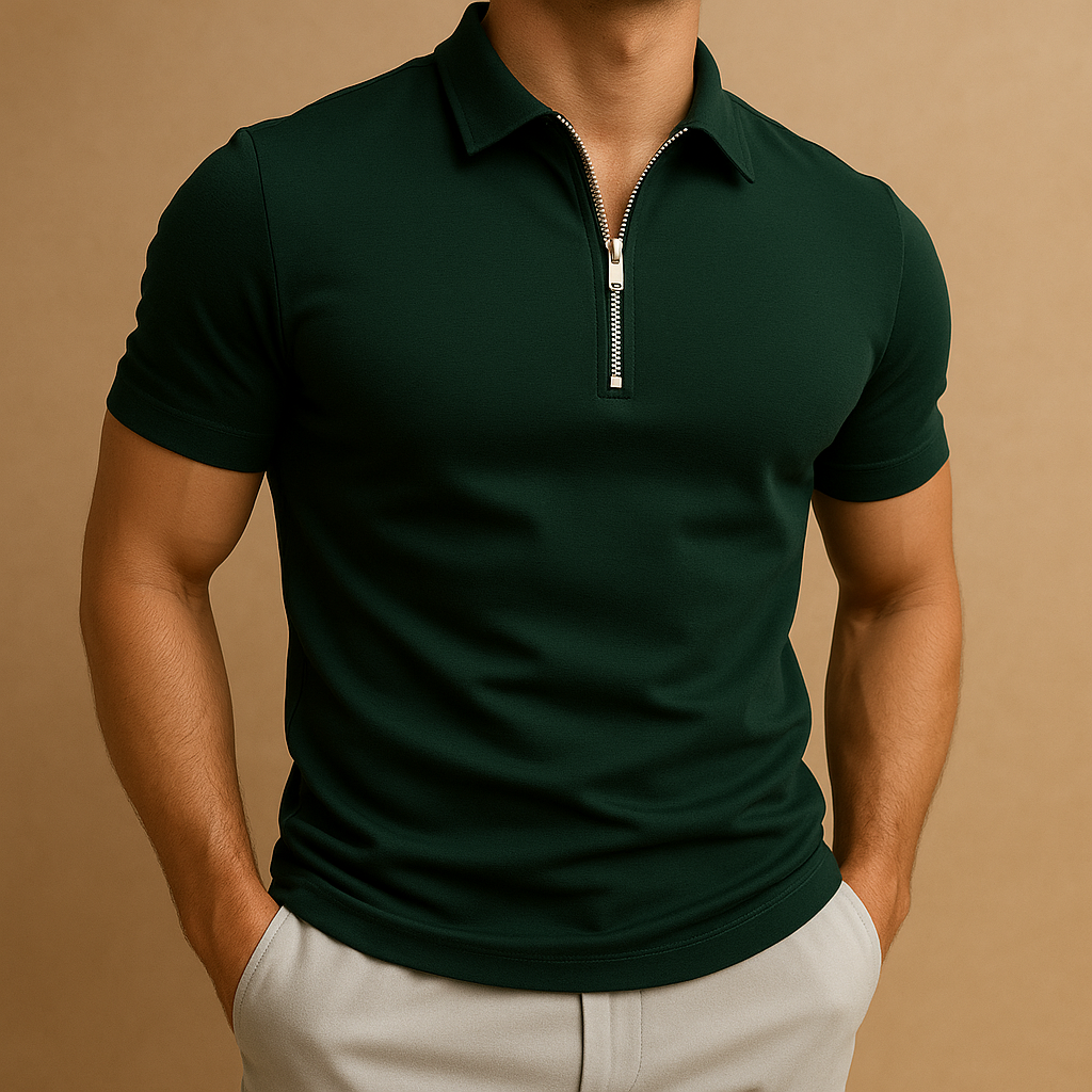 Slim Fit Zip Collar Polo Shirt