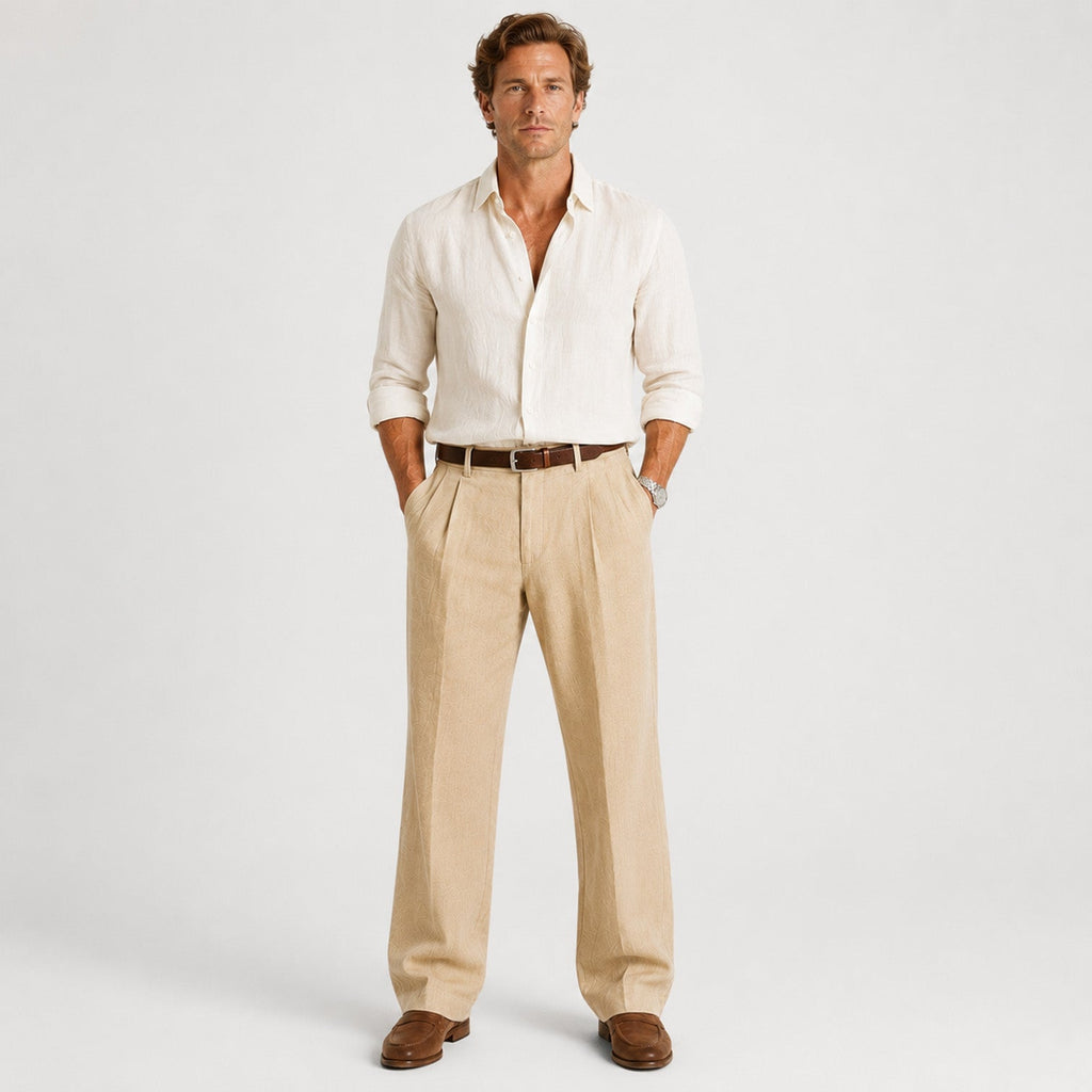 Men's Straight Leg Linen Trousers