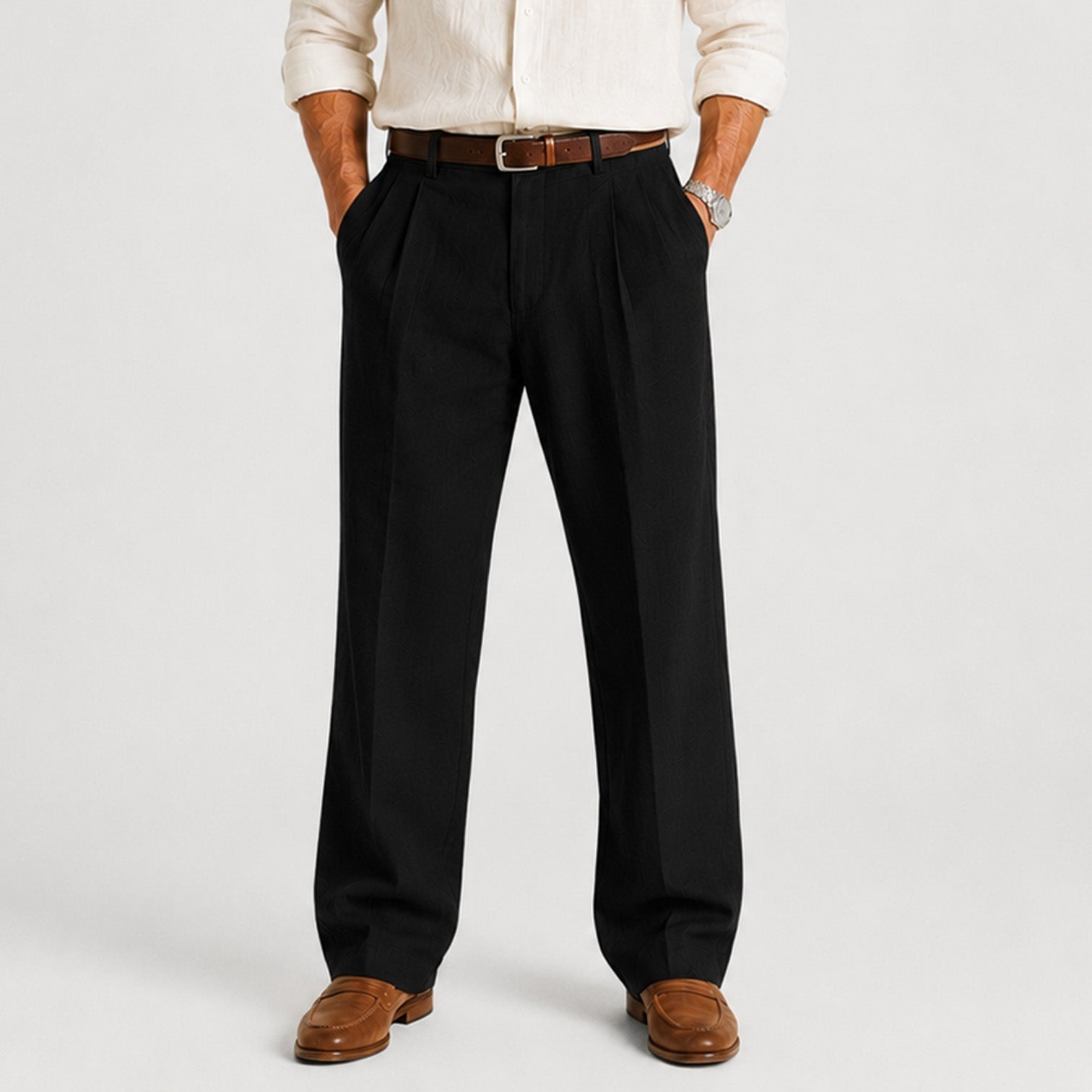 Men's Straight Leg Linen Trousers