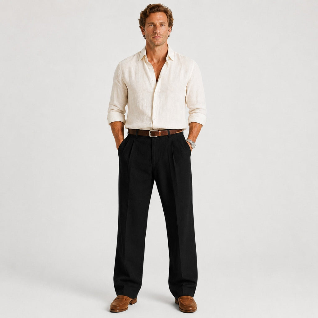 Men's Straight Leg Linen Trousers