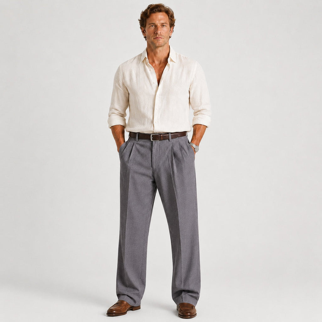 Men's Straight Leg Linen Trousers