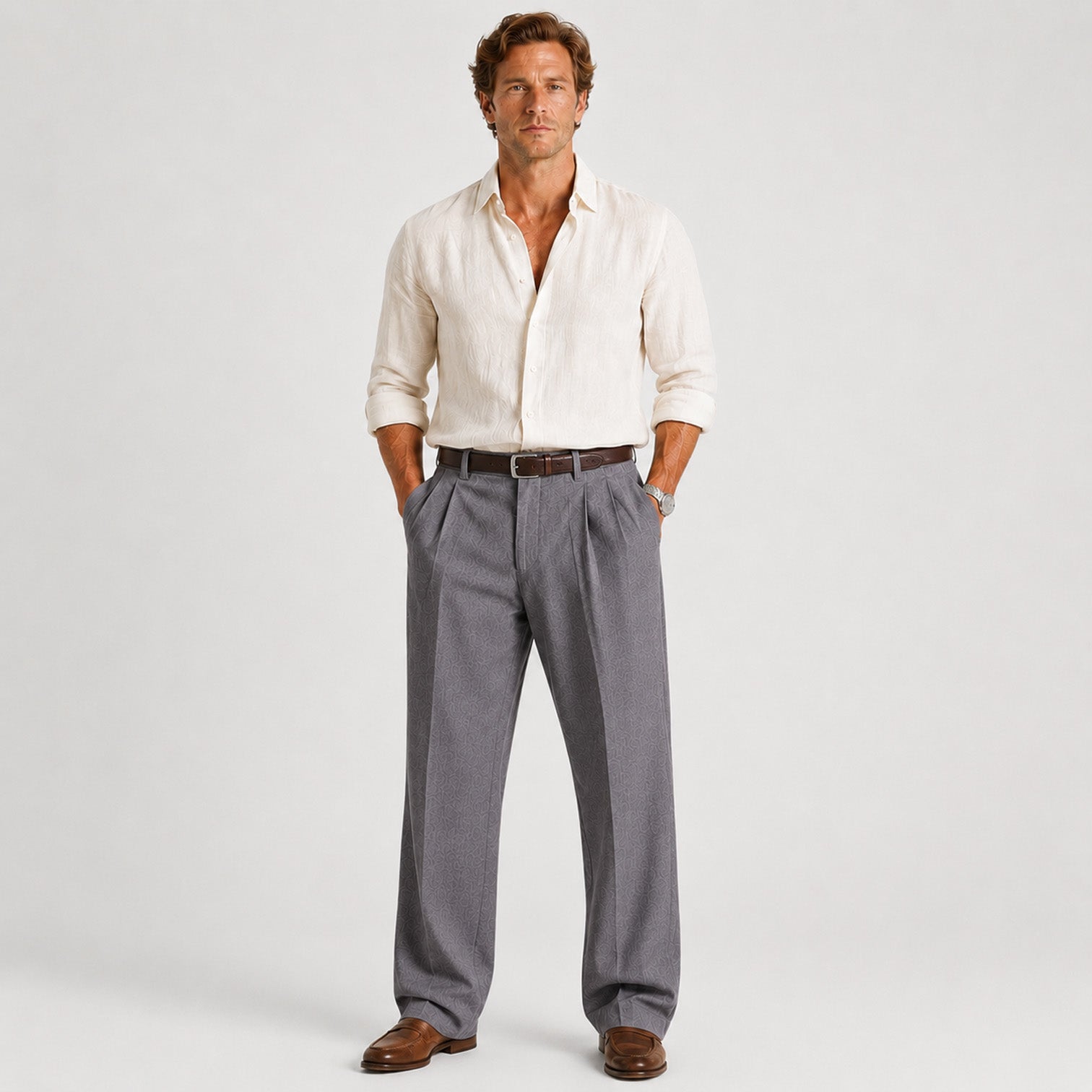 Men's Straight Leg Linen Trousers