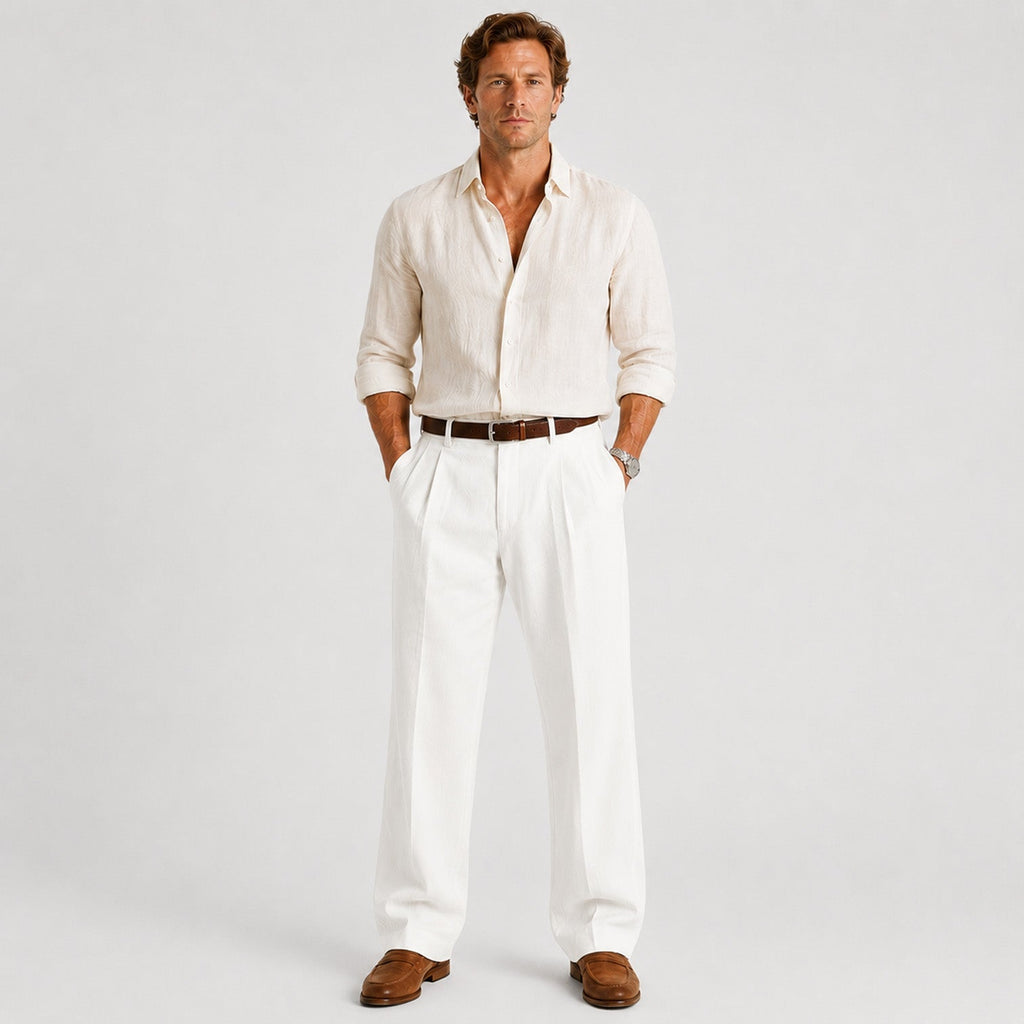 Men's Straight Leg Linen Trousers