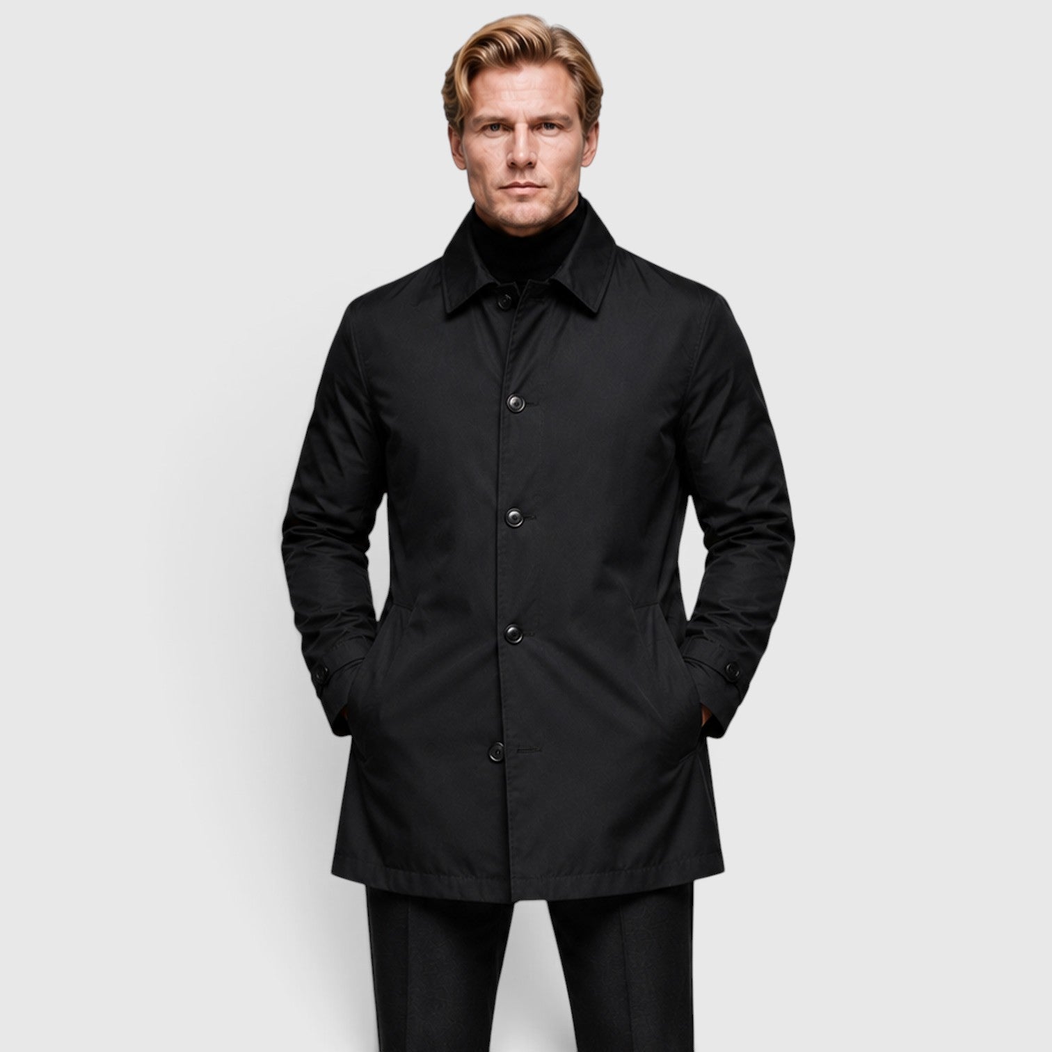 Water-Repellent Belted Trench Coat