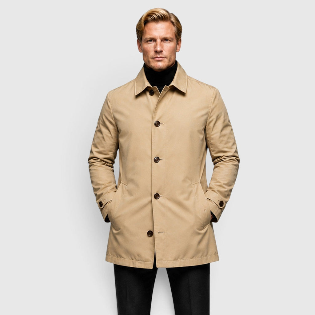 Water-Repellent Belted Trench Coat
