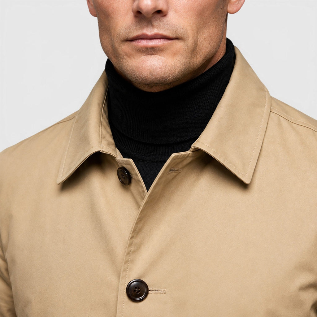 Water-Repellent Belted Trench Coat