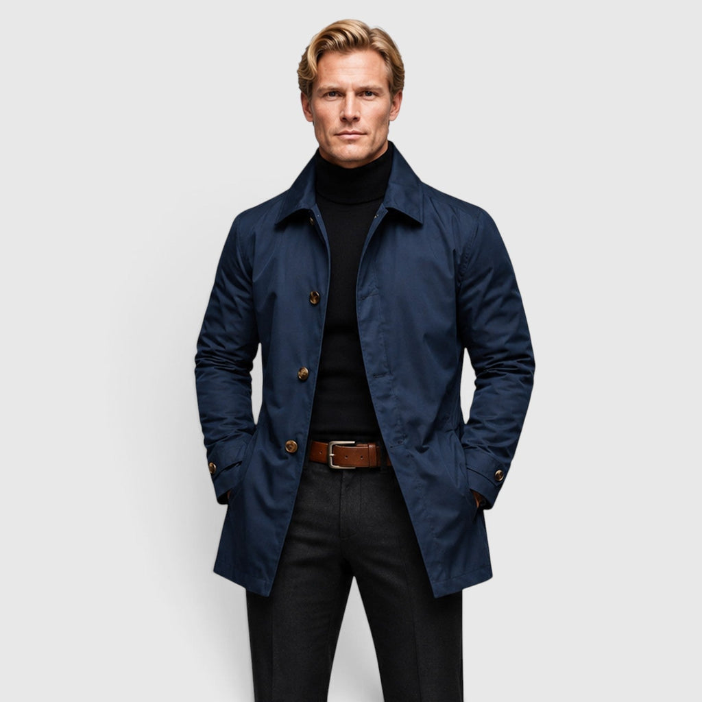Water-Repellent Belted Trench Coat