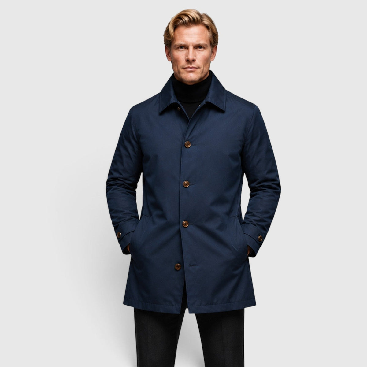 Water-Repellent Belted Trench Coat