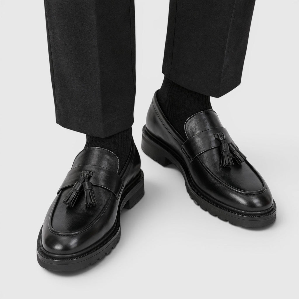 Padded Tassel Leather Loafers