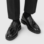Padded Tassel Leather Loafers