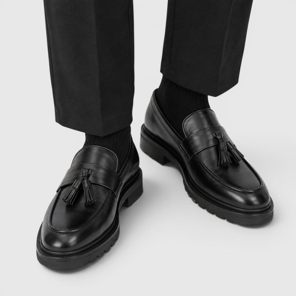Padded Tassel Leather Loafers