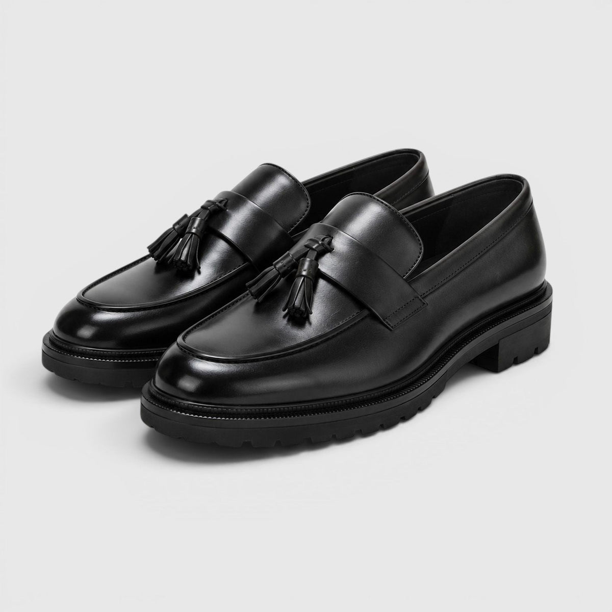 Padded Tassel Leather Loafers