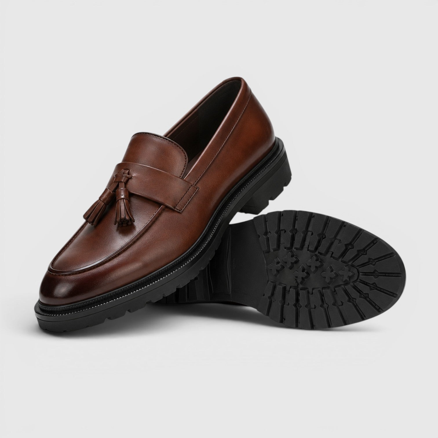 Padded Tassel Leather Loafers