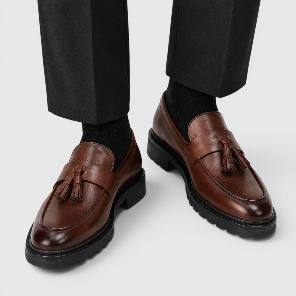 Padded Tassel Leather Loafers