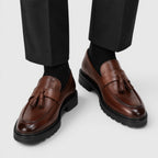 Padded Tassel Leather Loafers