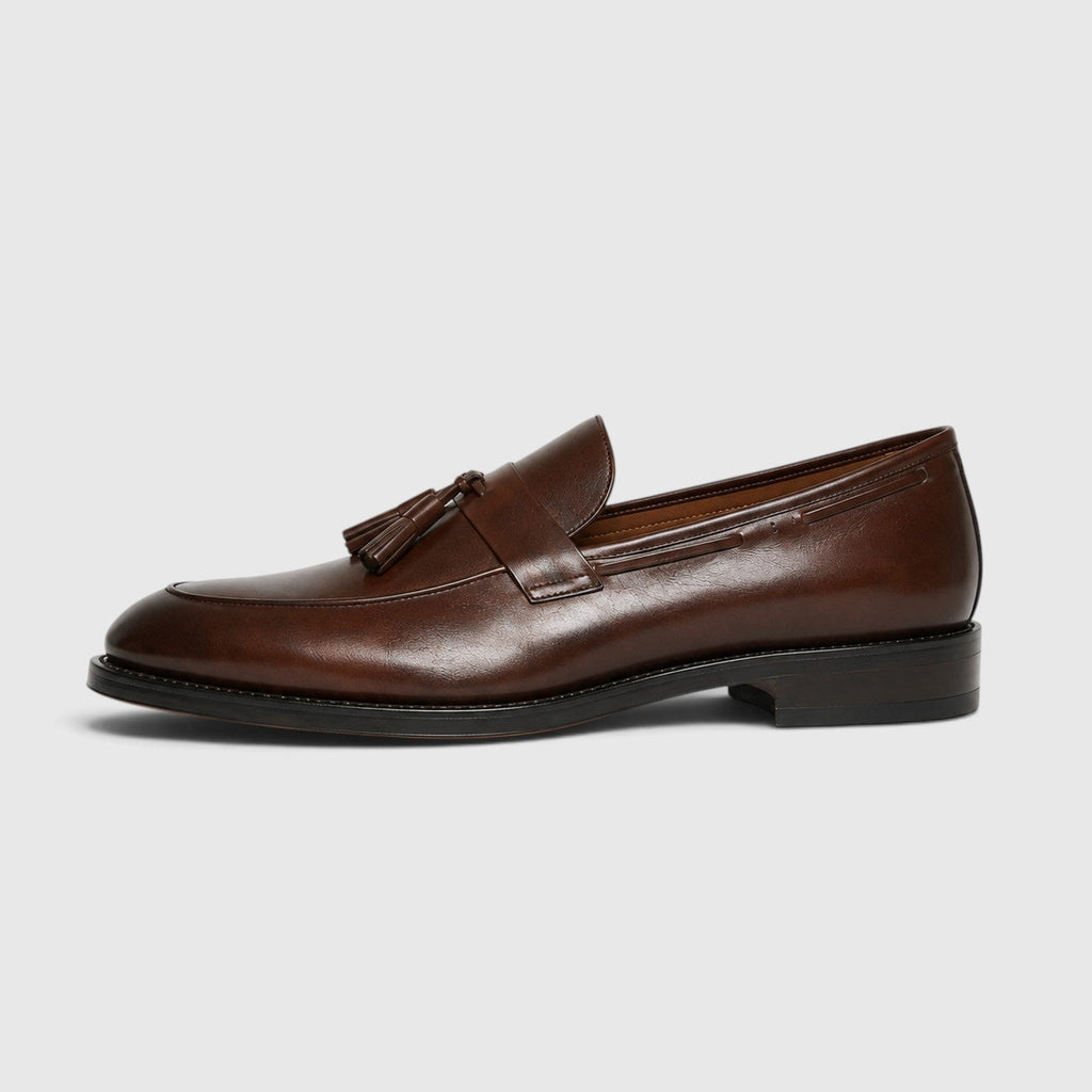 Tassel Leather Slip-On Loafers