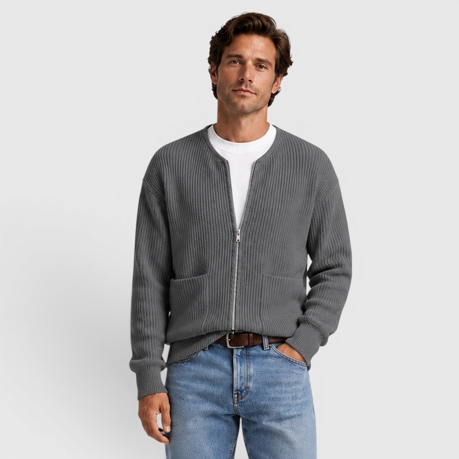 Zip Cardigan with Side Pockets