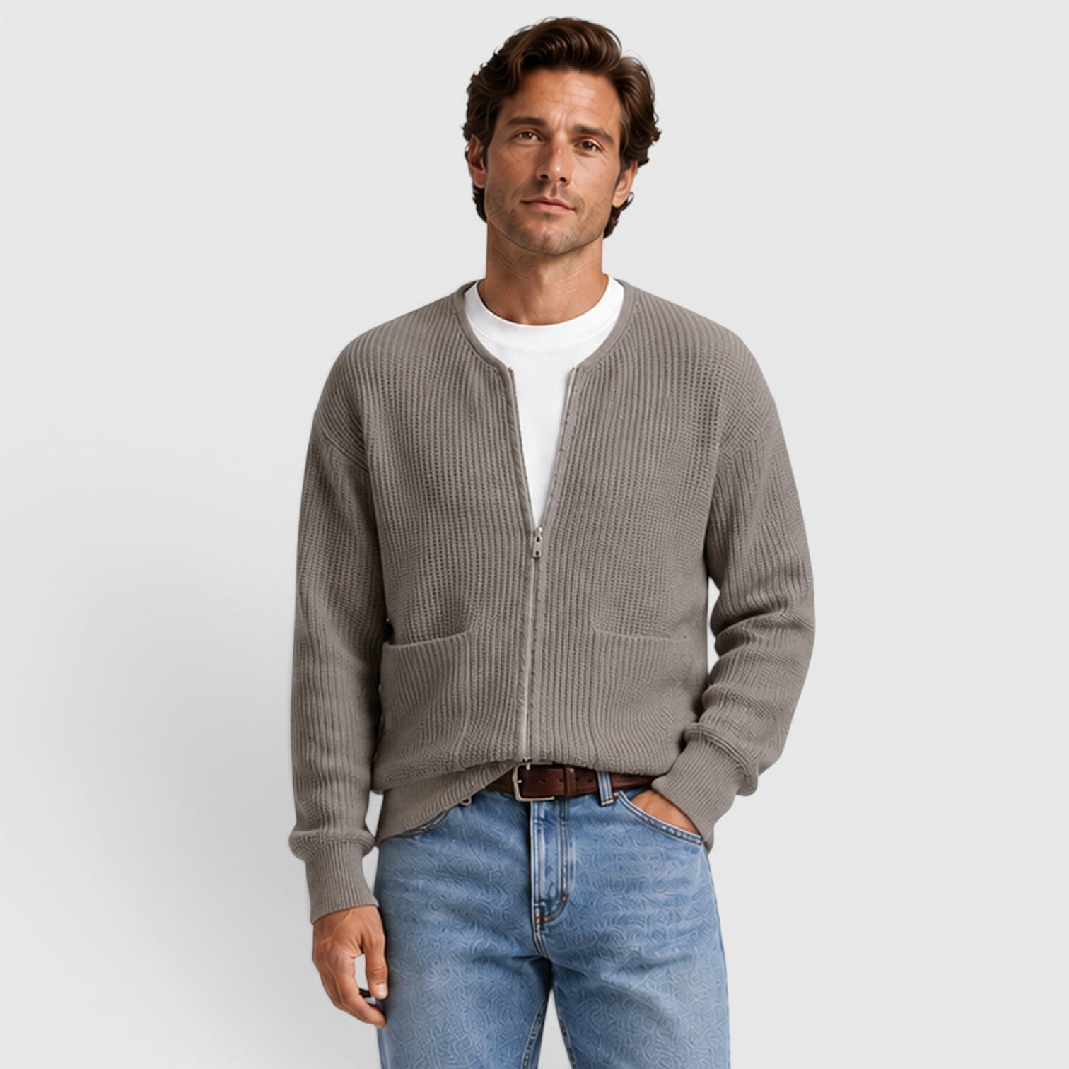 Zip Cardigan with Side Pockets