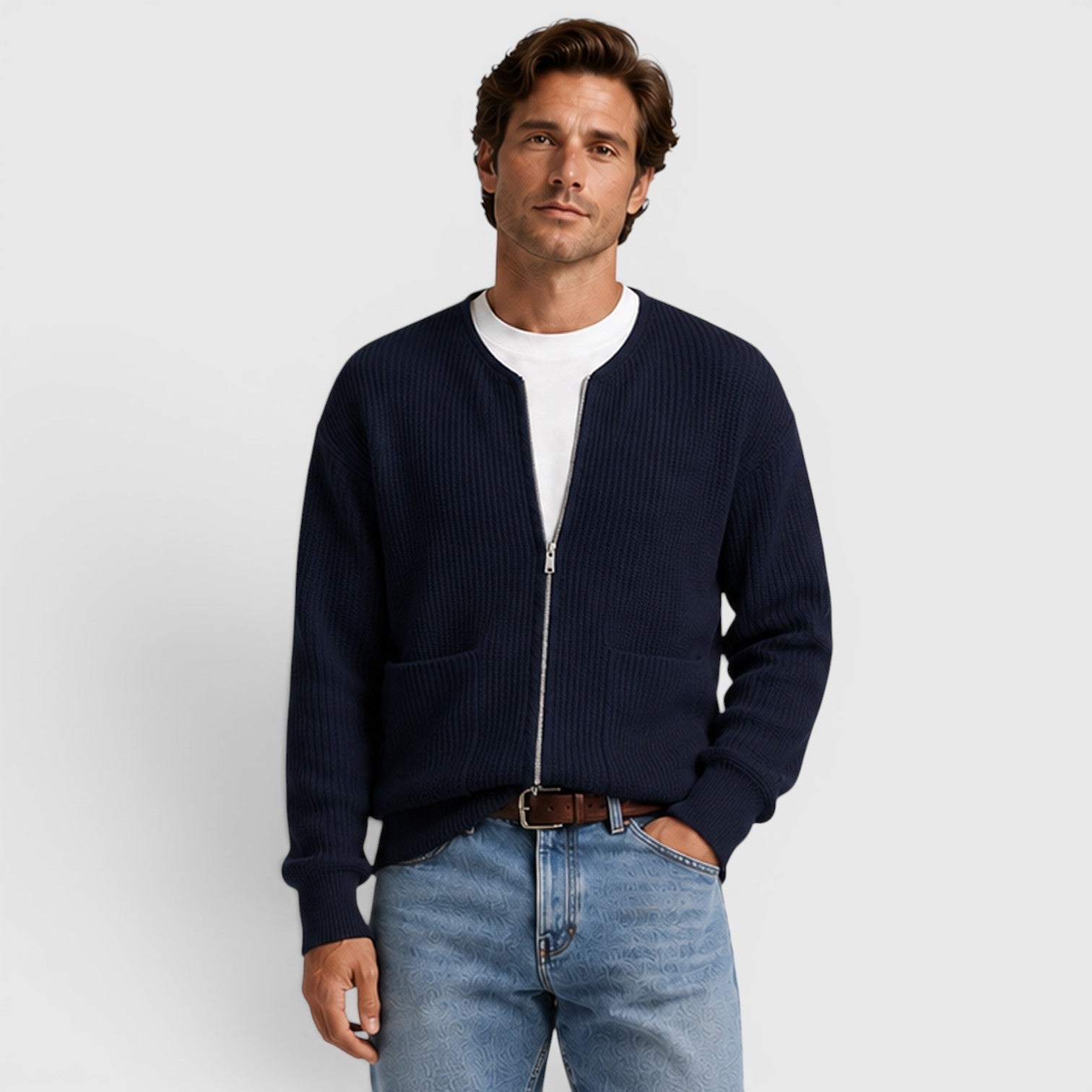 Zip Cardigan with Side Pockets