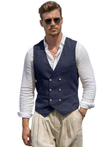Double-Breasted Linen Waistcoat