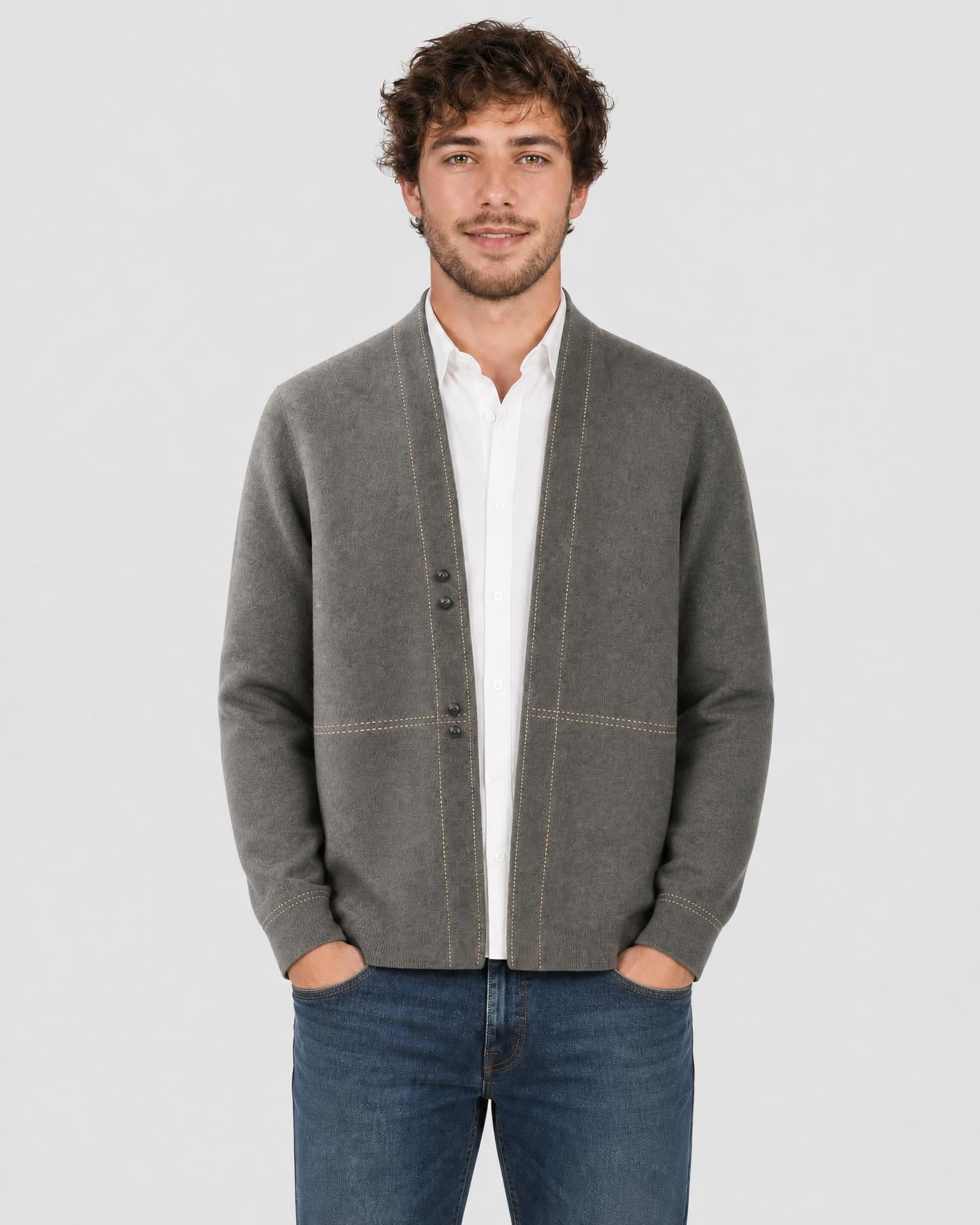 Men's Wool Plaid Knit Cardigan - Secranzo