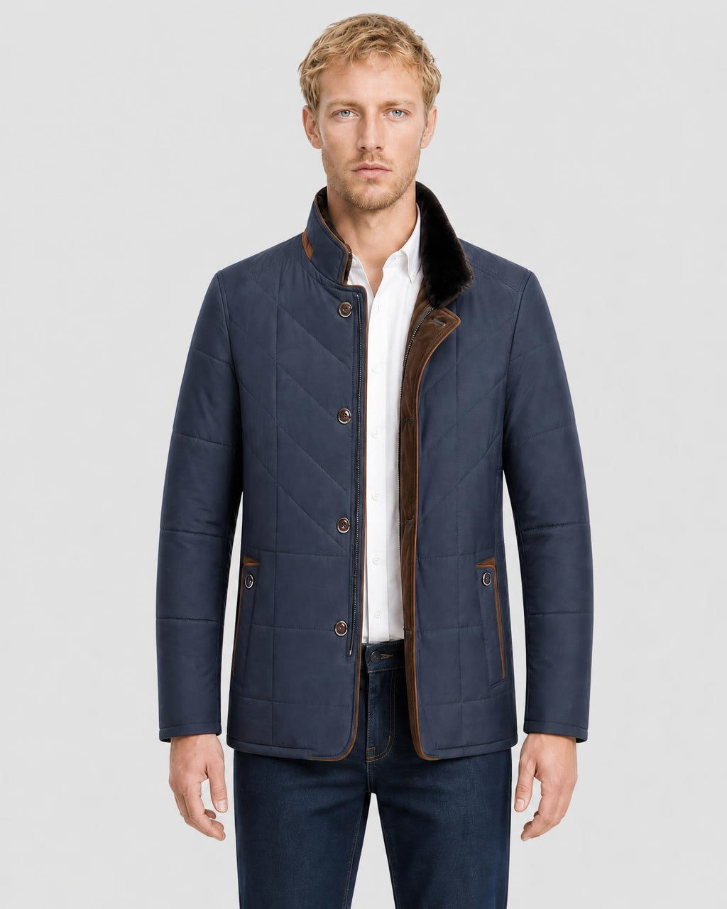 Men's Fur Lined Collar Winter Jacket - Secranzo