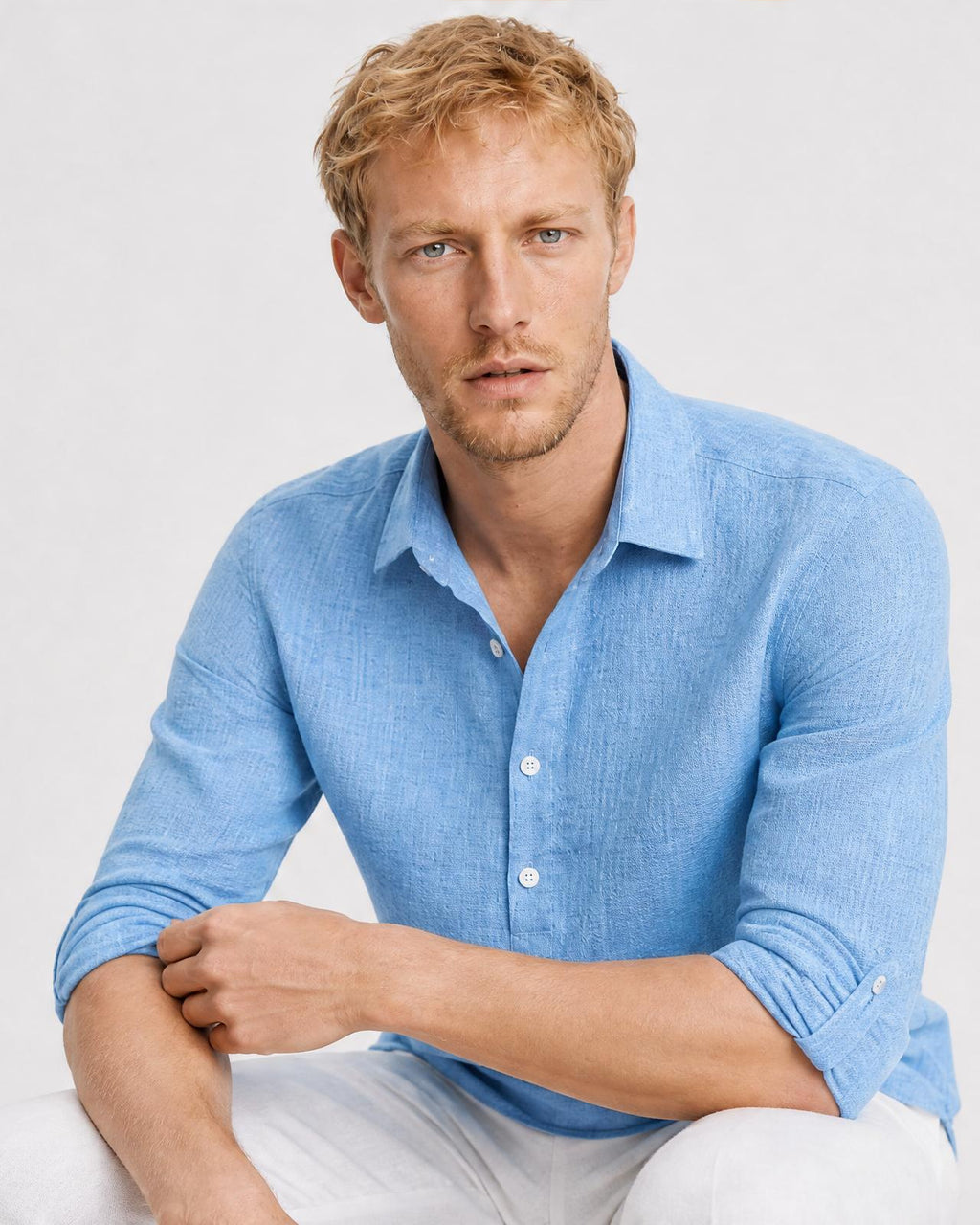 Men's Linen Cotton Camp Collar Shirt - Secranzo