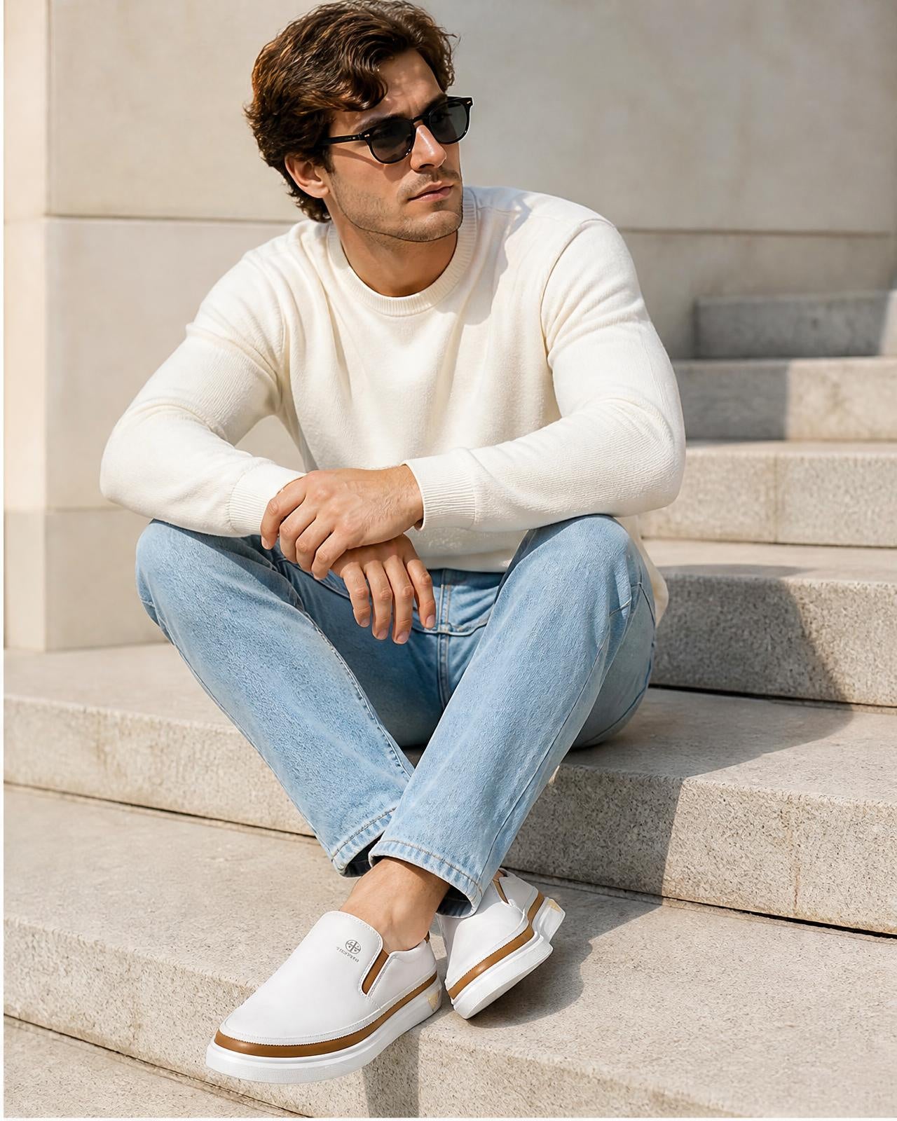Men's Leather Slip On Shoes - Secranzo