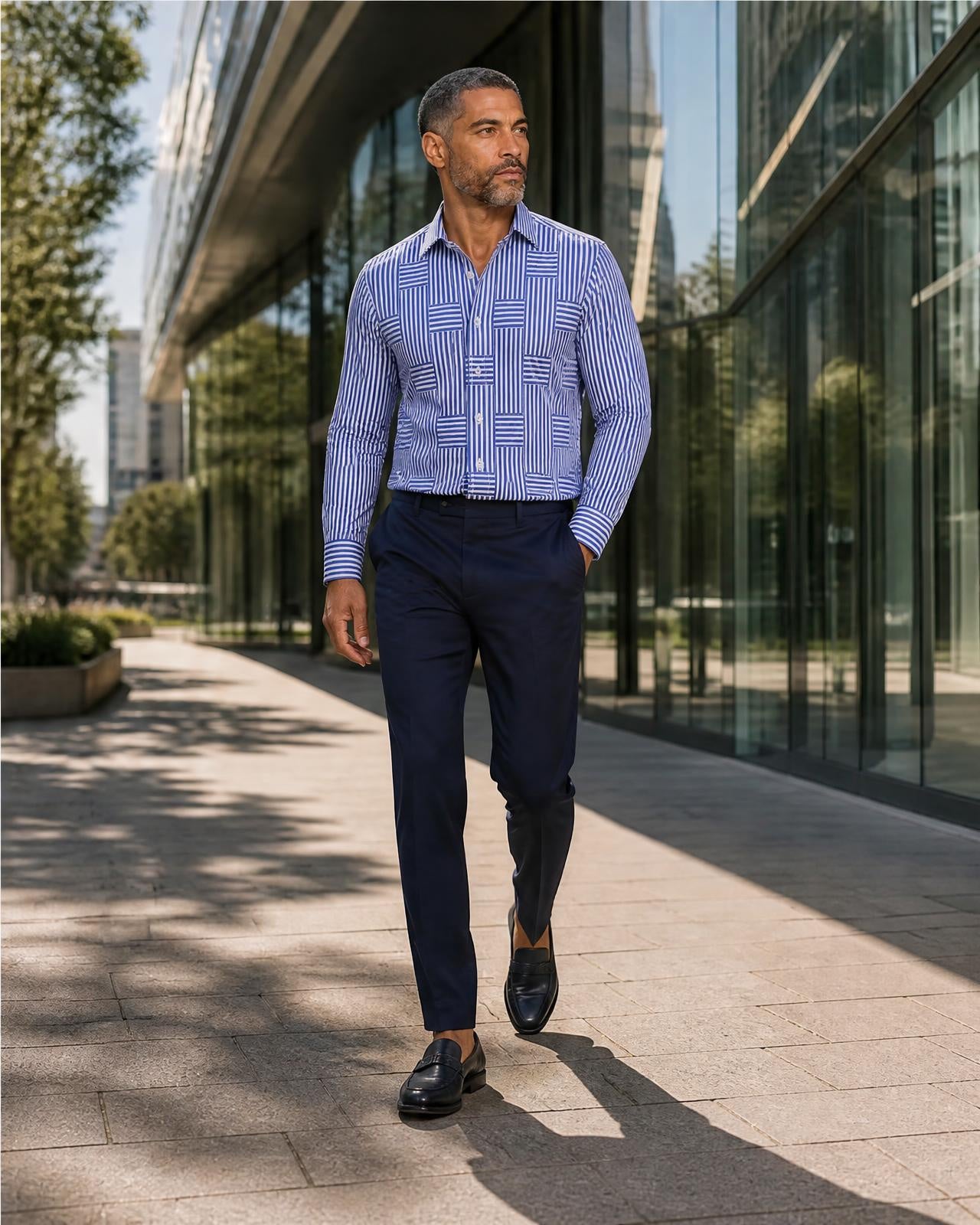 Men's Wrinkle Resistant Striped Shirt - Secranzo