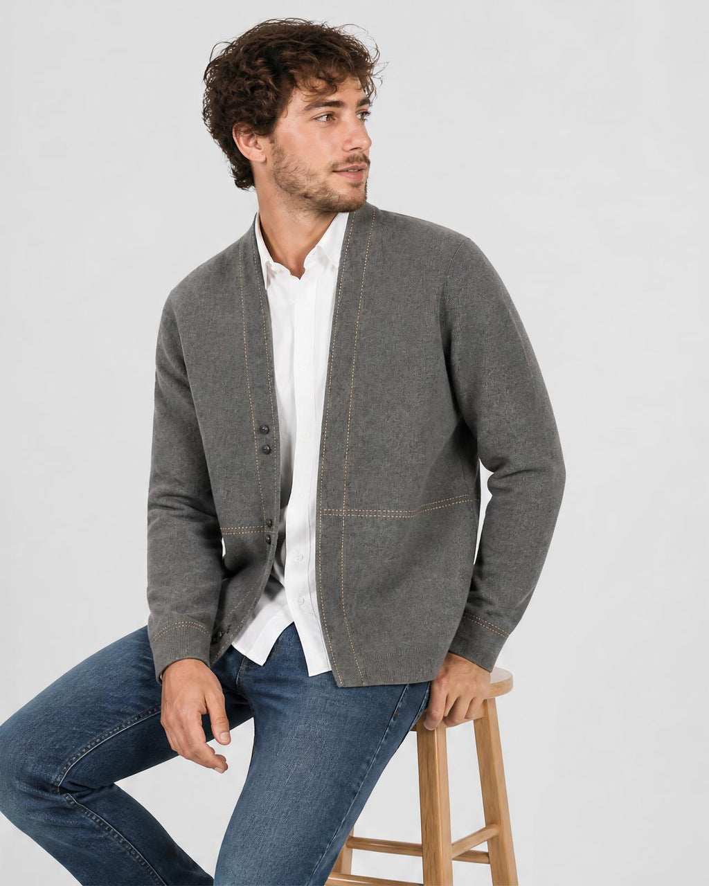 Men's Wool Plaid Knit Cardigan - Secranzo