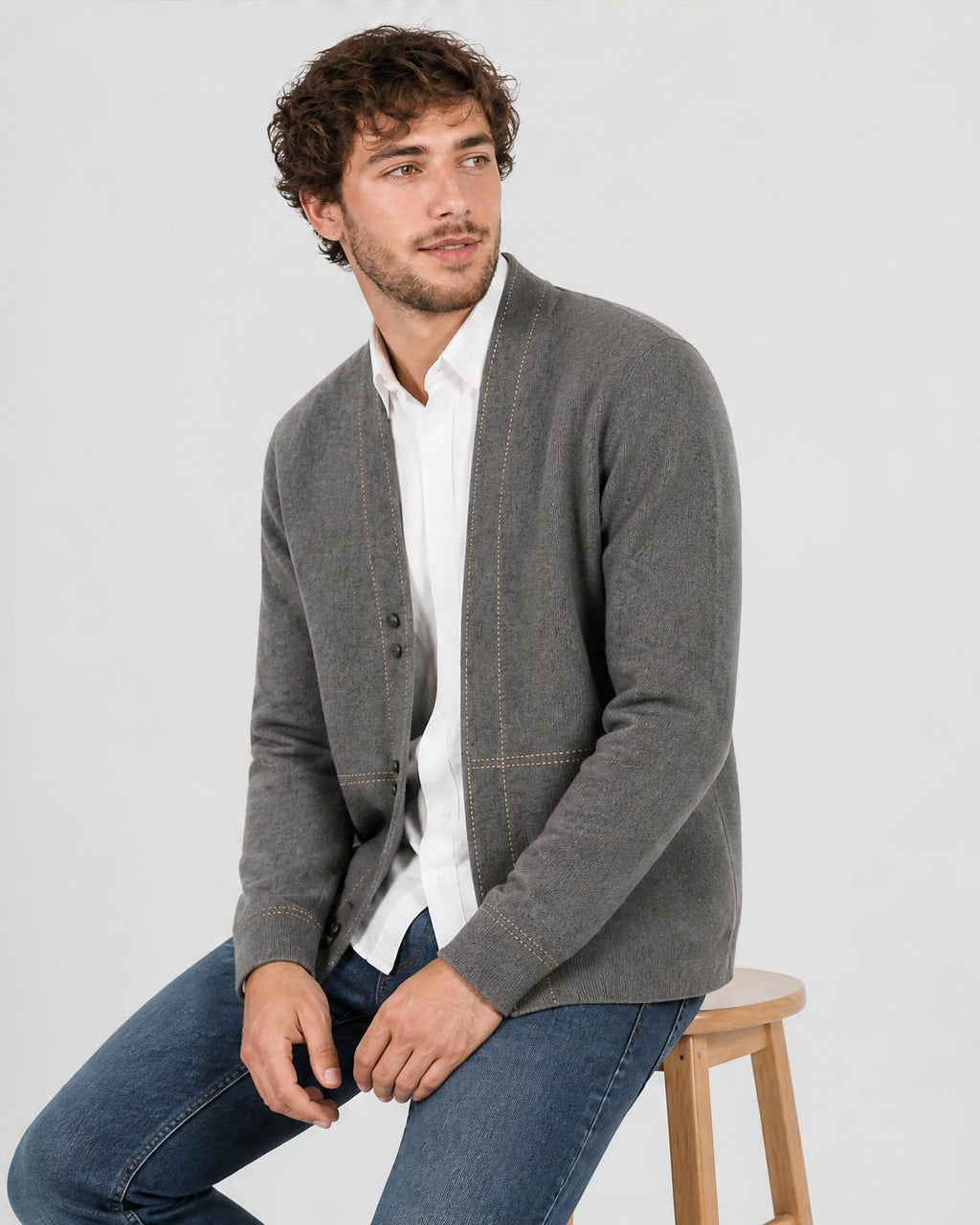 Men's Wool Plaid Knit Cardigan - Secranzo