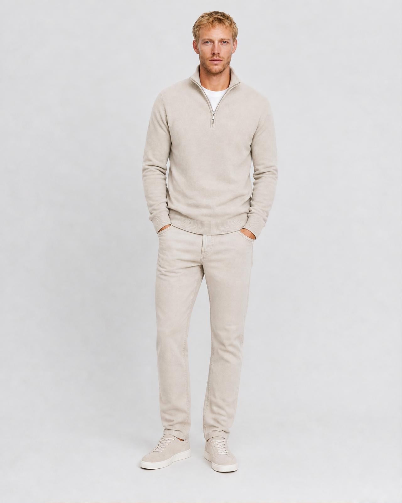 Men's Quarter Zip Knit Pullover Sweater - Secranzo