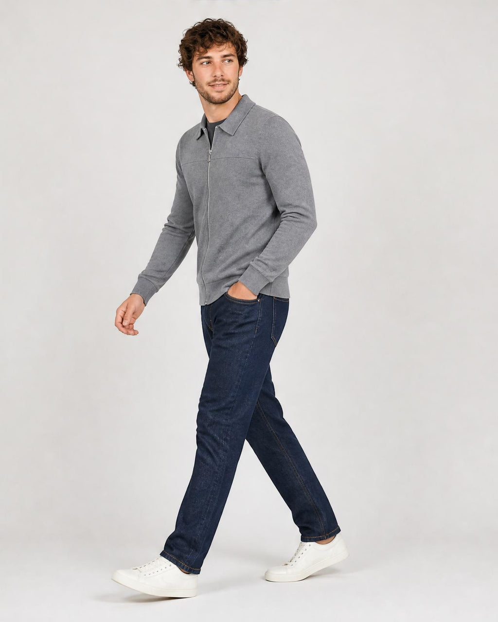 Men's Cotton Full Zip Knit Cardigan - Secranzo